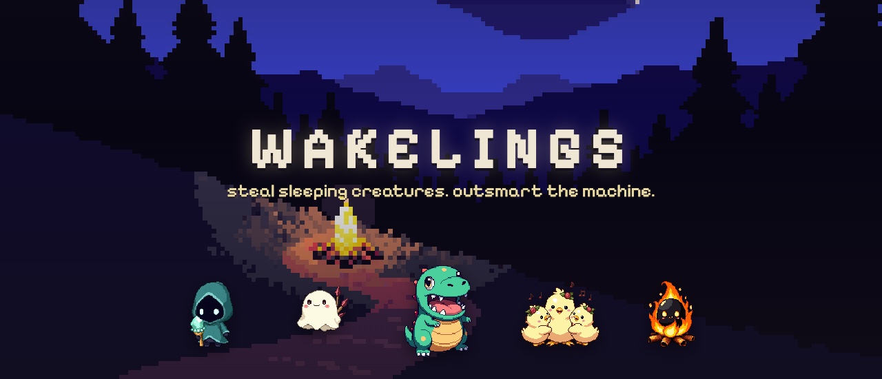 Wakelings Duel key art — creatures gathered around a campfire at night